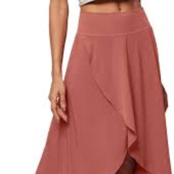 25-NWT HALARA BREEZEFUL HIGH WAISTED HIGH LOW RUFFLE 2 IN 1 SKIRT/BIKER SHORTS - Picture 4 of 6